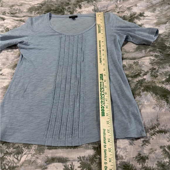 Talbots blue/Gray Fitted Short Sleeve Tee with Ribbed Detailing - Picture 5 of 8